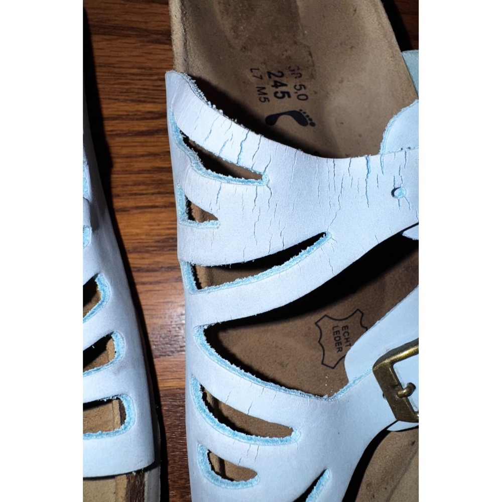 Birkenstock W 7 M 5 EU 38 Betula Granada Ruffle Sandals Light Blue Birko-Flor - Picture 7 of 7